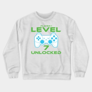 Level 7 Unlocked 7th Birthday Gamer Gift Crewneck Sweatshirt